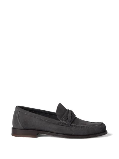 crossover-strap suede loafers by BRUNELLO CUCINELLI