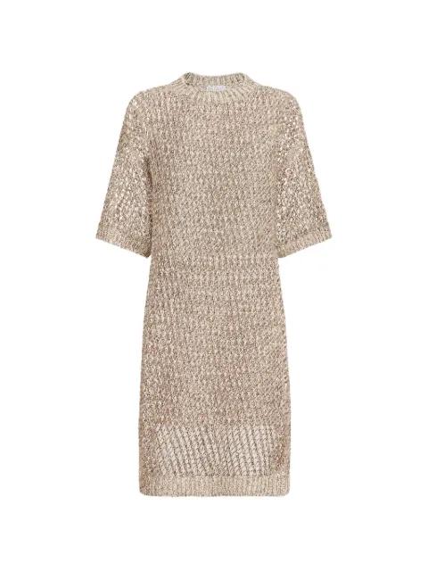 dazzling chiné net knit dress in silk and linen by BRUNELLO CUCINELLI