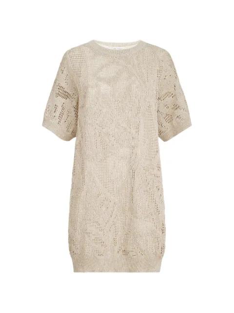 dazzling water lillies mini dress in linen and cotton by BRUNELLO CUCINELLI