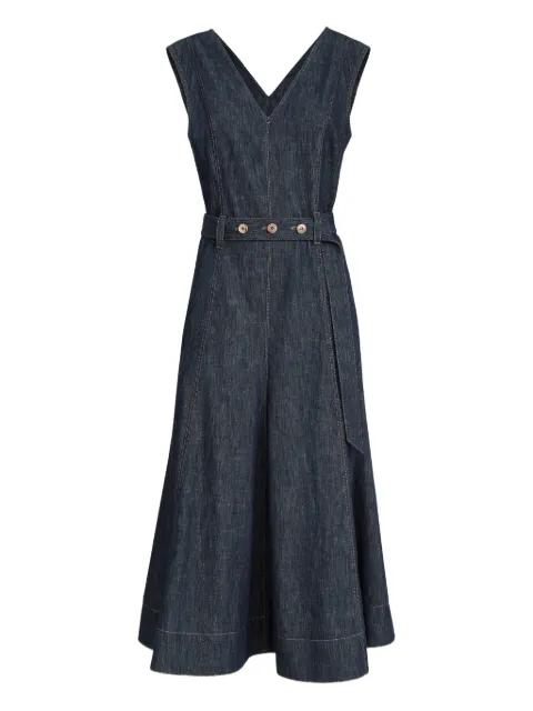 denim-effect sleeveless midi dress by BRUNELLO CUCINELLI