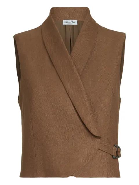 diagonal-buckle linen gilet by BRUNELLO CUCINELLI