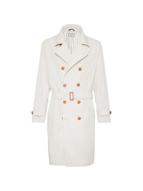 double-breasted belted trench coat by BRUNELLO CUCINELLI