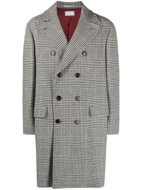 double-breasted checked coat by BRUNELLO CUCINELLI
