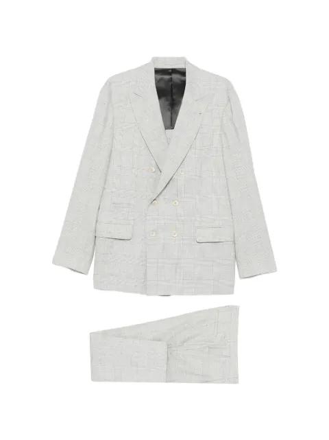 double-breasted checked-pattern suit by BRUNELLO CUCINELLI