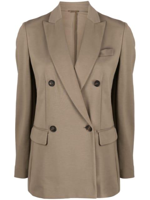 double-breasted cotton-blend blazer by BRUNELLO CUCINELLI