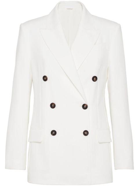 double-breasted cotton-twill blazer by BRUNELLO CUCINELLI
