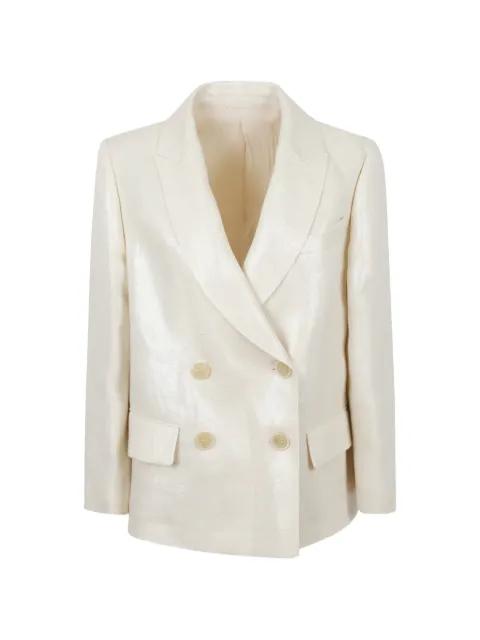 double-breasted metallic-finish blazer by BRUNELLO CUCINELLI