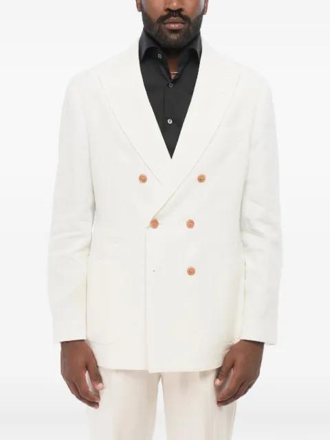 double-breasted patch-pocket jacket by BRUNELLO CUCINELLI