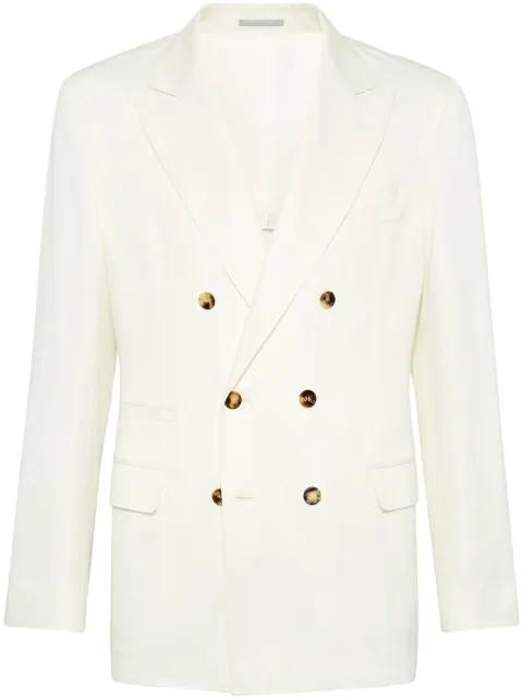 double-breasted peak-lapel blazer by BRUNELLO CUCINELLI