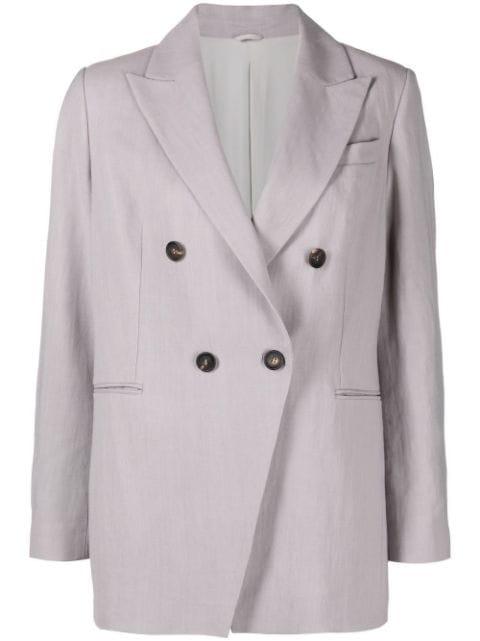 double-breasted woven suit jacket by BRUNELLO CUCINELLI