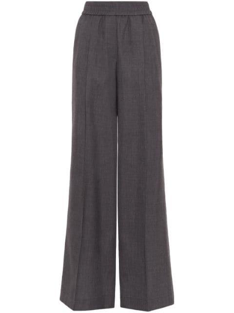 elastic-waist wide-leg trousers by BRUNELLO CUCINELLI