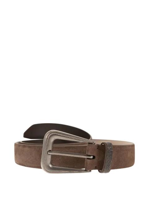 embellished buckle suede belt by BRUNELLO CUCINELLI
