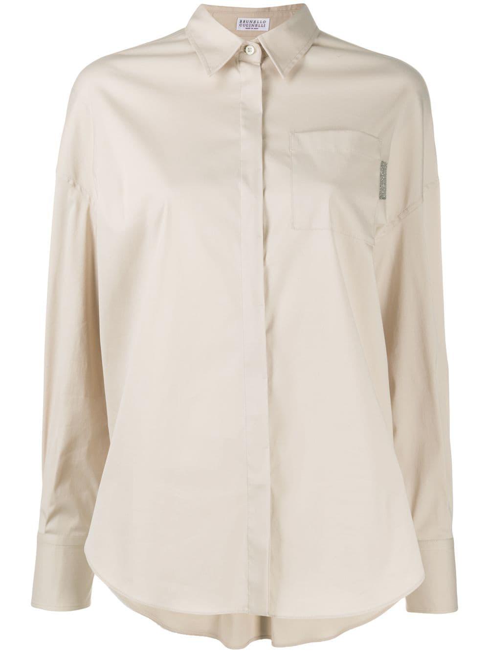 embellished tab long sleeve shirt by BRUNELLO CUCINELLI