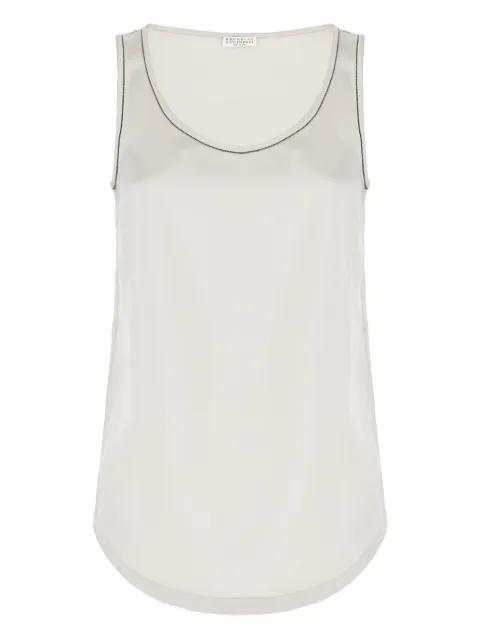 embellished-trim satin top by BRUNELLO CUCINELLI