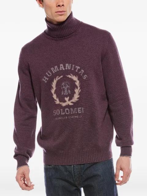 emblem-intarsia turtleneck sweater by BRUNELLO CUCINELLI