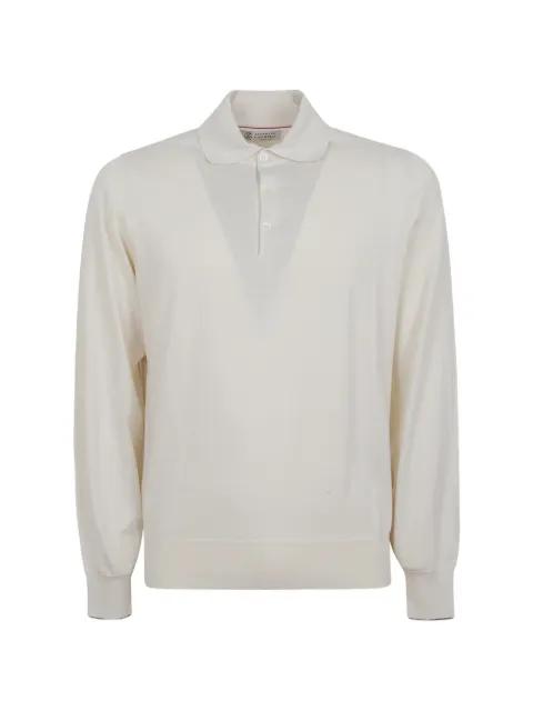 fine-knit long-sleeve polo shirt by BRUNELLO CUCINELLI