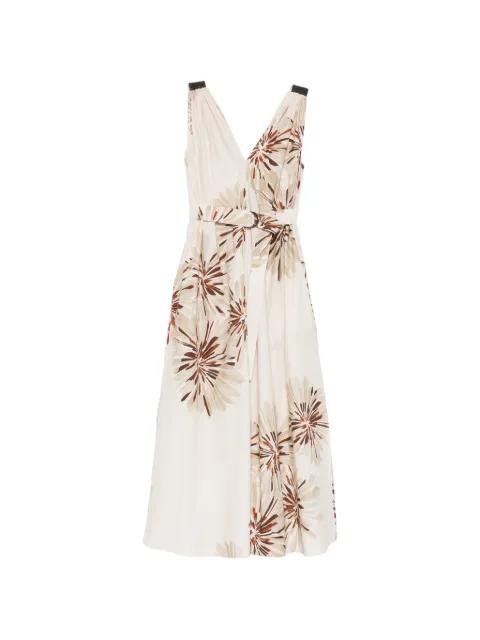 floral belted midi dress by BRUNELLO CUCINELLI