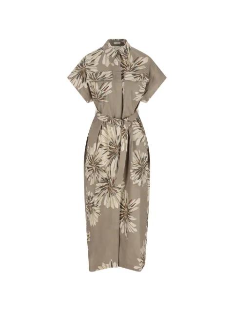 floral-print belted dress by BRUNELLO CUCINELLI