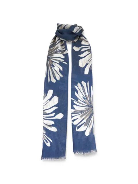 floral-print frayed scarf by BRUNELLO CUCINELLI
