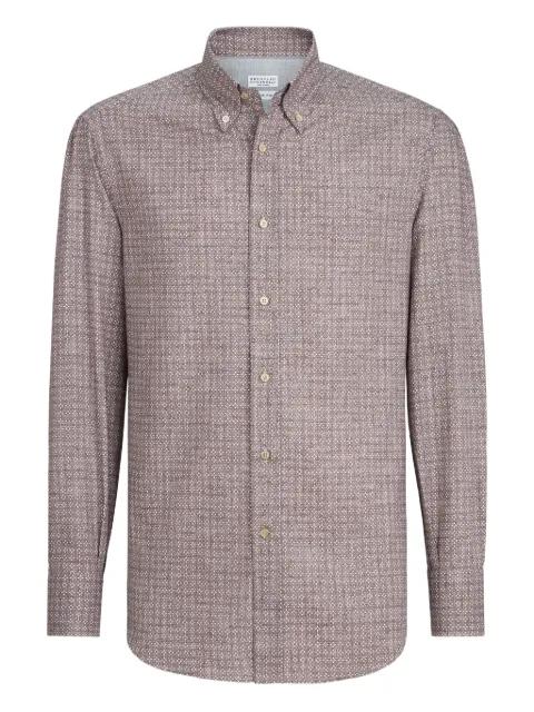 flower-print twill shirt by BRUNELLO CUCINELLI