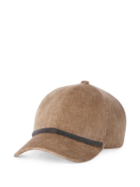 fluid corduroy baseball cap with shiny band by BRUNELLO CUCINELLI