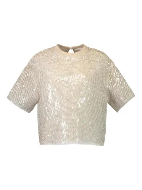 fringe-detail T-shirt by BRUNELLO CUCINELLI