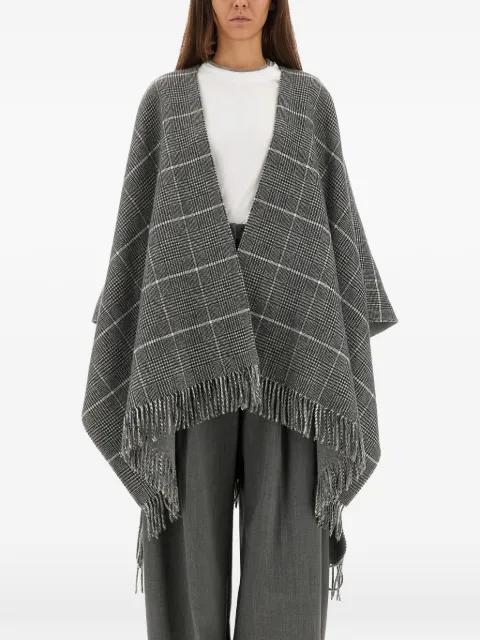 fringed check-pattern cape by BRUNELLO CUCINELLI