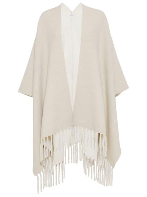 fringed-edge double knit poncho by BRUNELLO CUCINELLI