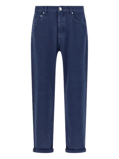 garment-dyed logo-patch jeans by BRUNELLO CUCINELLI