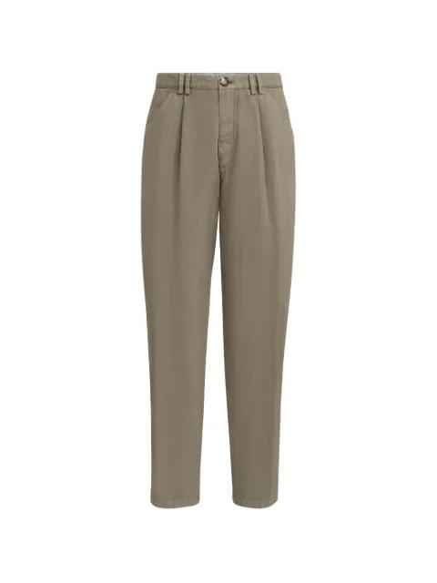 garment-dyed trousers in cotton and linen canvas with pleat by BRUNELLO CUCINELLI