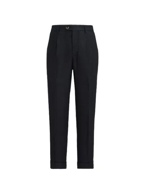 garment-dyed trousers in linen gabardine with pleat by BRUNELLO CUCINELLI