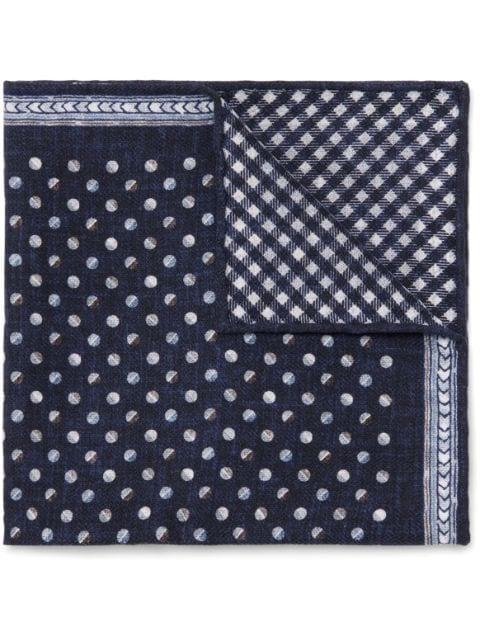geometric-pattern reversible silk pocket square by BRUNELLO CUCINELLI
