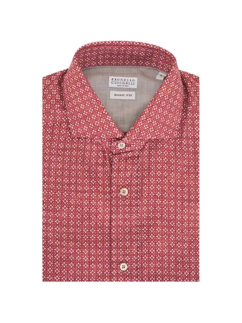 geometric-patternbutton-down cotton shirt by BRUNELLO CUCINELLI