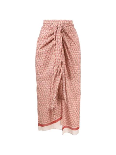 geometric-print wrap midi skirt by BRUNELLO CUCINELLI