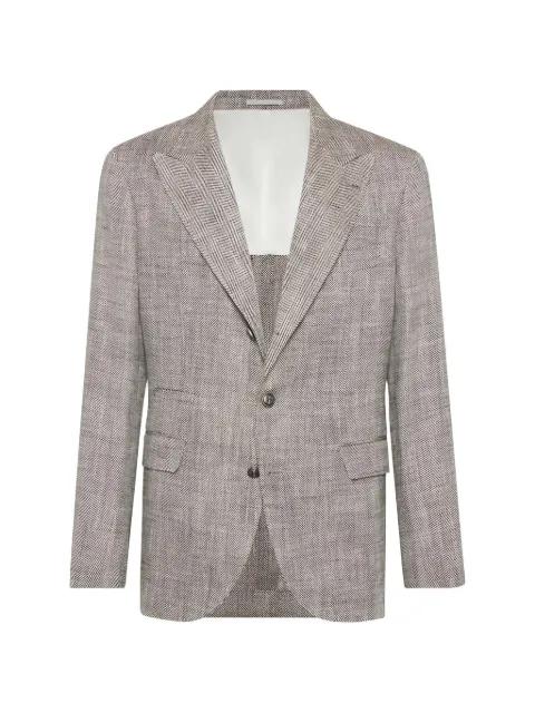 herringbone-pattern single-breasted blazer by BRUNELLO CUCINELLI