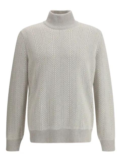 herringbone turtleneck sweater by BRUNELLO CUCINELLI