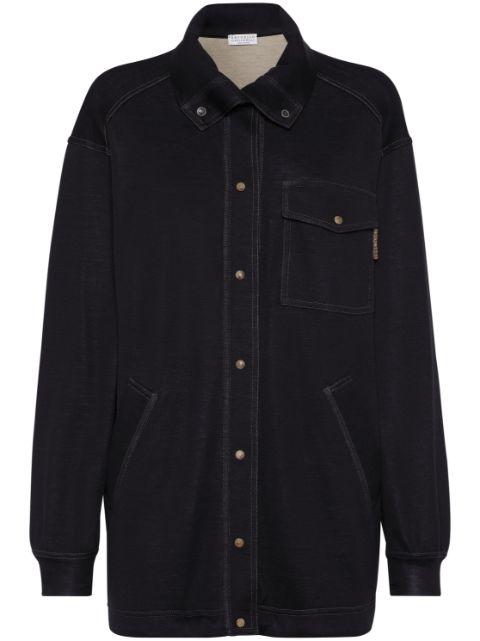 high-neck press-stud coat by BRUNELLO CUCINELLI