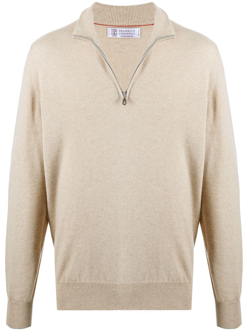 high neck zip front sweatshirt by BRUNELLO CUCINELLI
