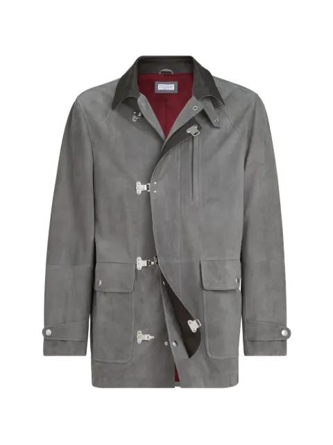 hook fastening suede jacket by BRUNELLO CUCINELLI