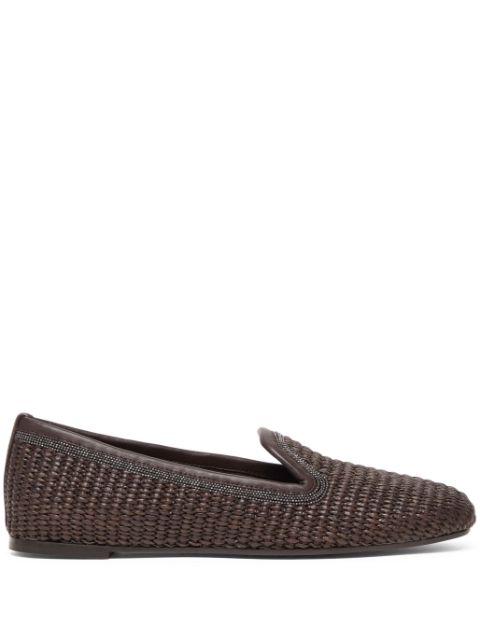 interwoven-design slippers by BRUNELLO CUCINELLI