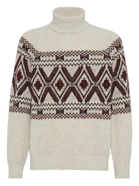 jacquard turtleneck sweater by BRUNELLO CUCINELLI