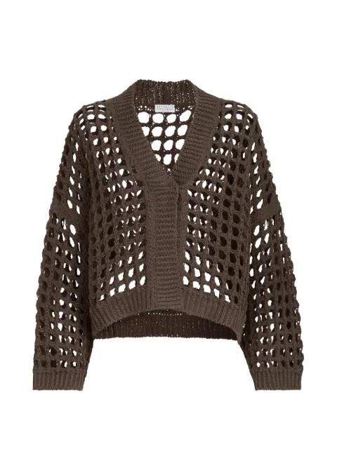 jute and cotton net cardigan by BRUNELLO CUCINELLI