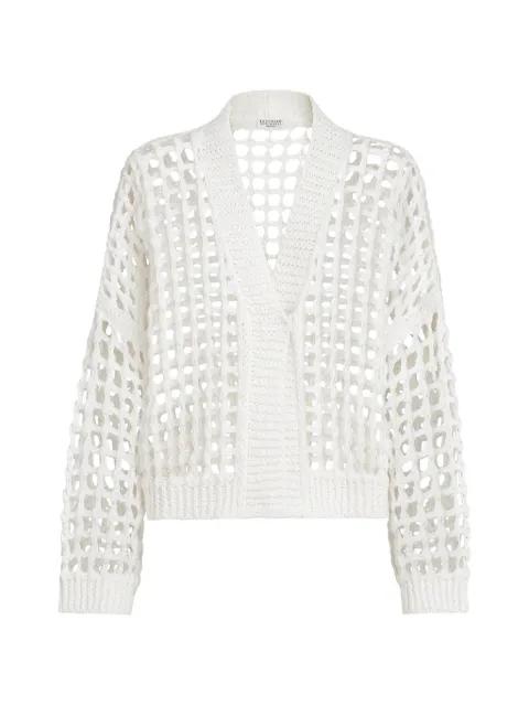 jute and cotton net cardigan by BRUNELLO CUCINELLI