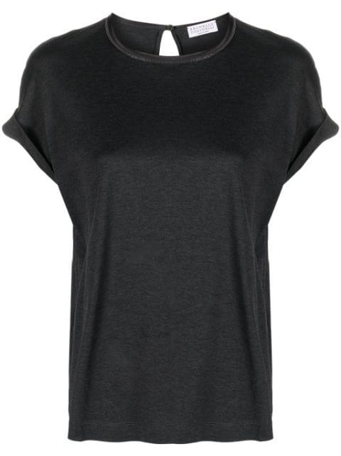 keyhole-detail cotton T-shirt by BRUNELLO CUCINELLI