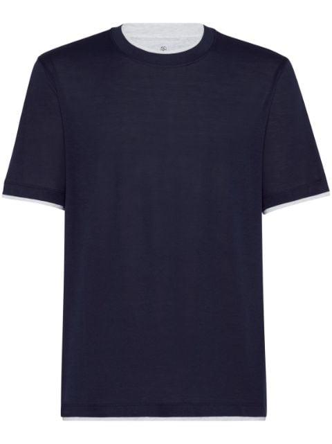 layered-design silk-blend T-shirt by BRUNELLO CUCINELLI