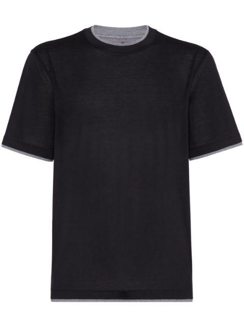 layered-effect silk-cotton T-shirt by BRUNELLO CUCINELLI