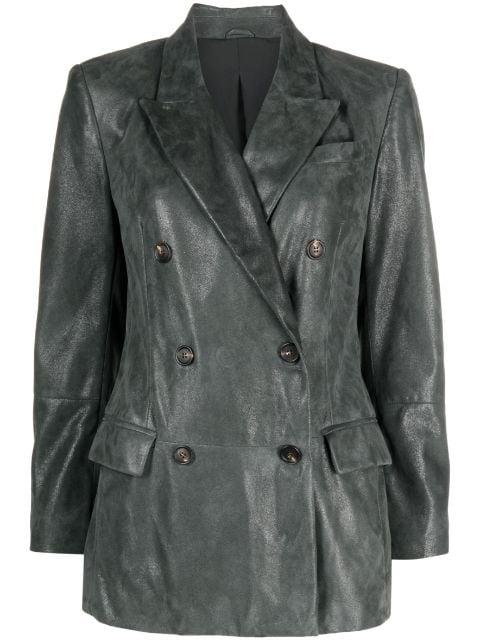 leather double-breasted jacket by BRUNELLO CUCINELLI