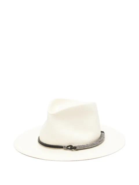 leather-embellishment fedora hat by BRUNELLO CUCINELLI