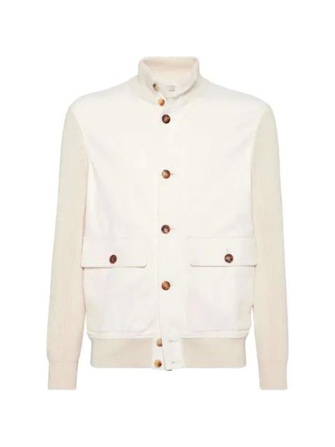 leather-panelled cardigan by BRUNELLO CUCINELLI