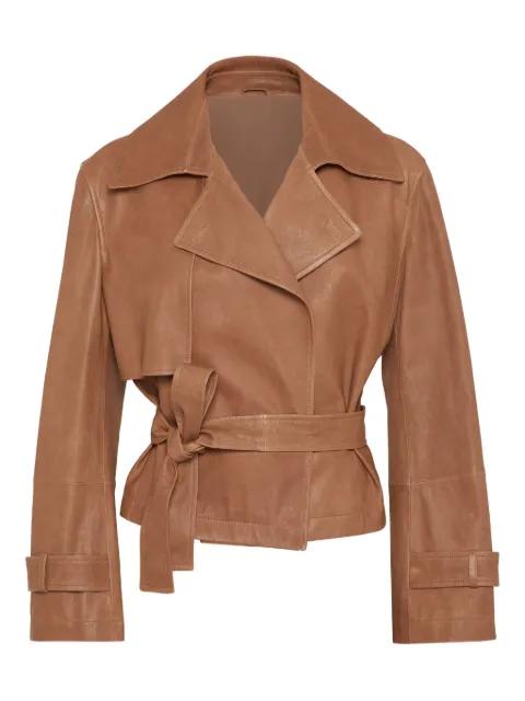 leather tie belt jacket by BRUNELLO CUCINELLI